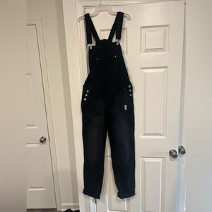 Men’s black denim overalls